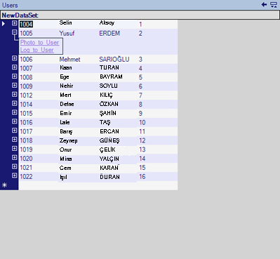 Eye-Judge user list form with fictional names